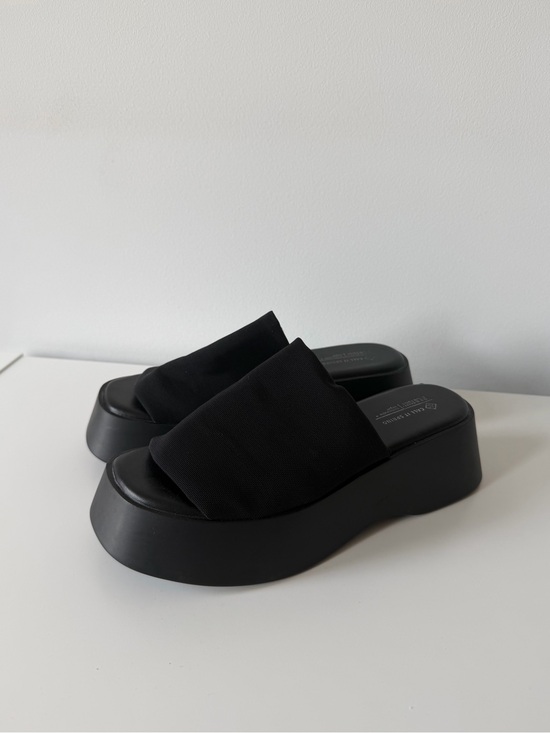 Call It Spring Shoes - Call it Spring Black Platform Slide Sandals